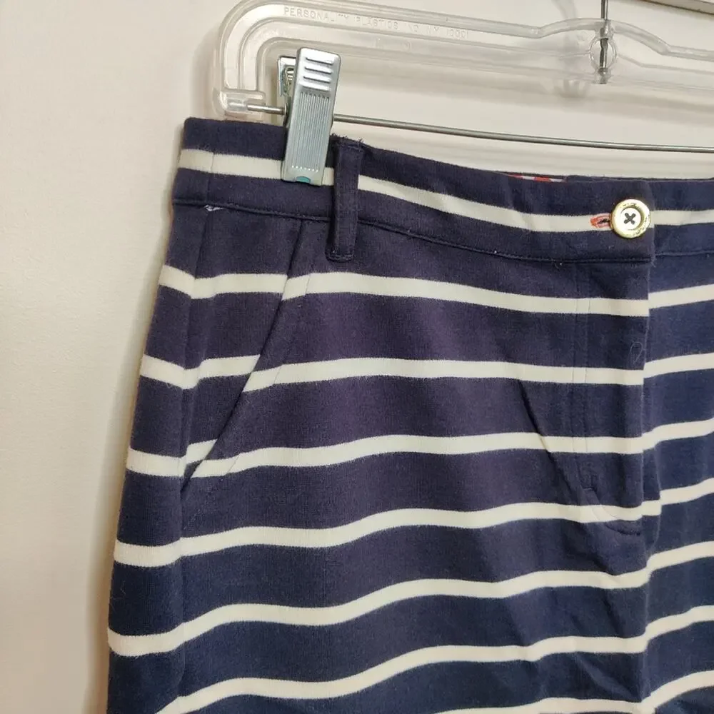 Boden Navy & White Striped Mini Skirt Size 8 Long